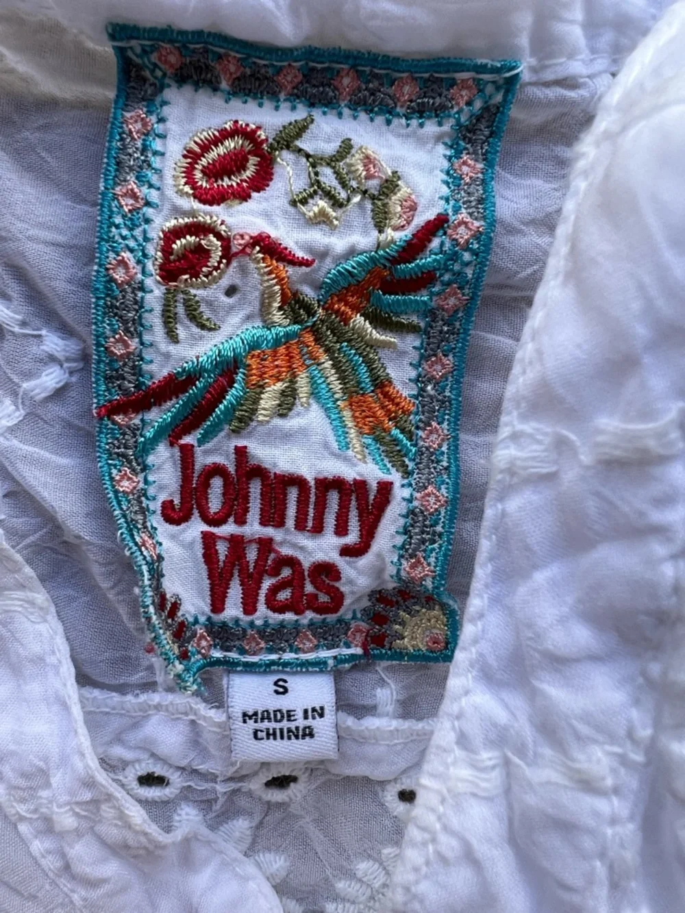 Johnny Was Turia White Embroidered Eyelet Tank Top Womens‎ Size Small